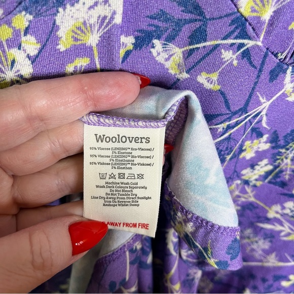WoolOvers cottagecore romantic Purple Floral Long Sleeve Dress sz S knit - Picture 5 of 7